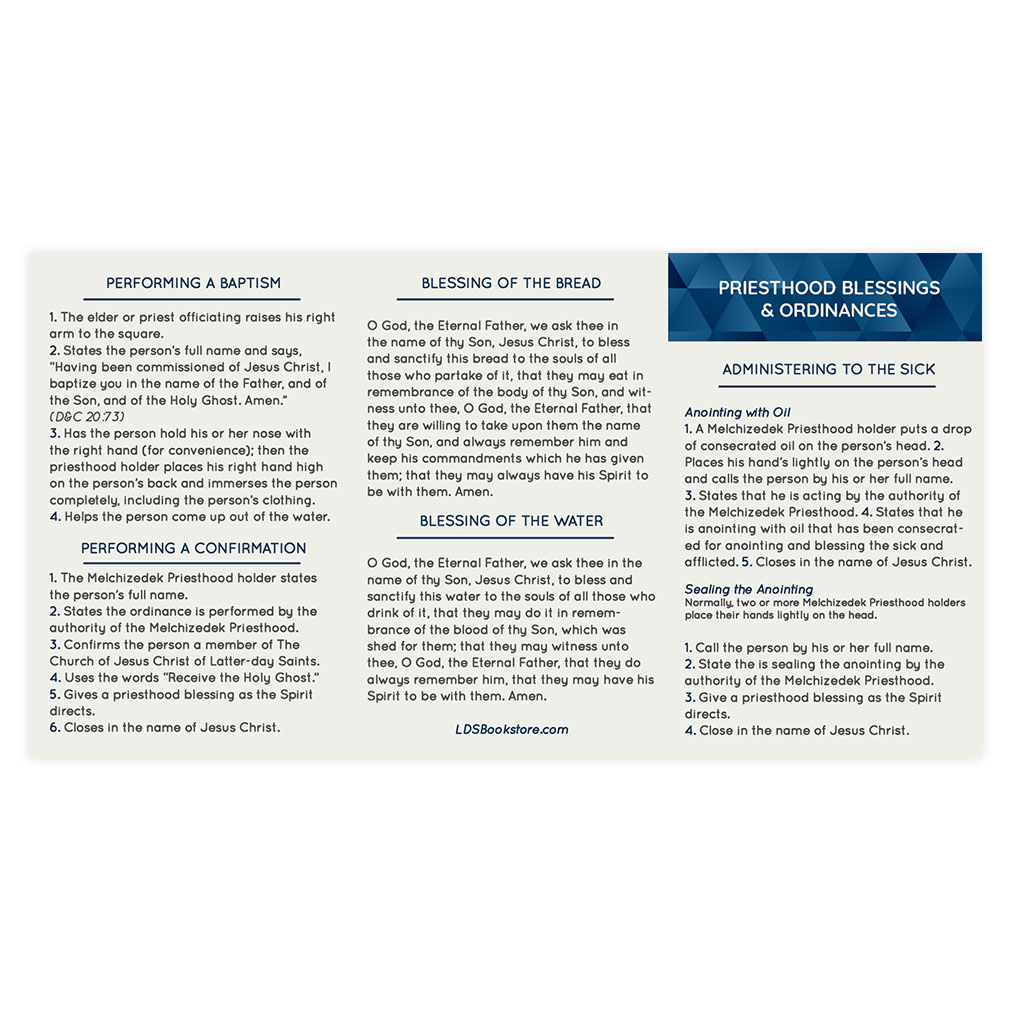 Tri-Fold Priesthood Ordinance Card in LDS Inspirational Cards on